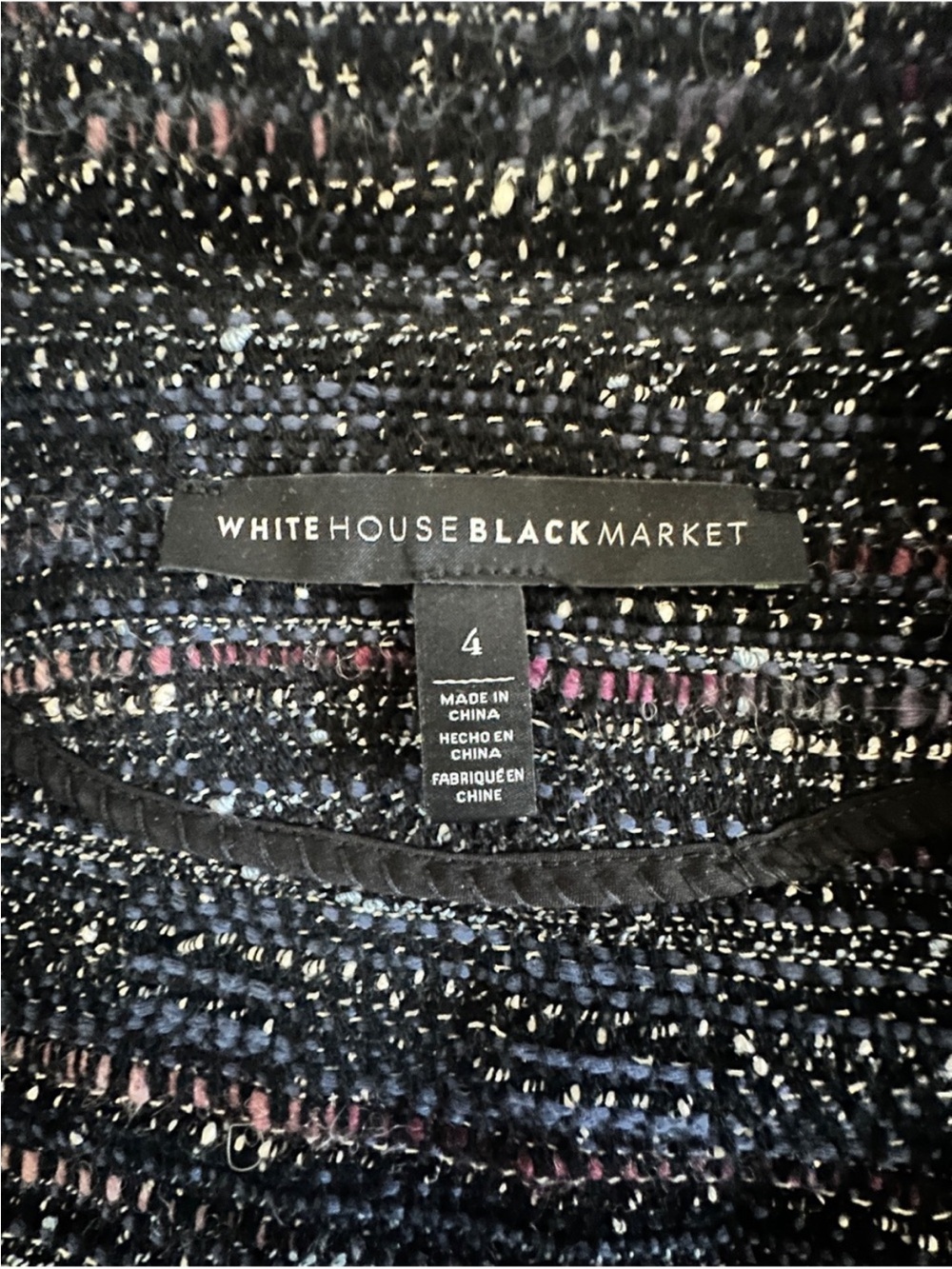 White House Black Market - Black Tweed Mixed-Media Blazer - Size 4 View 5